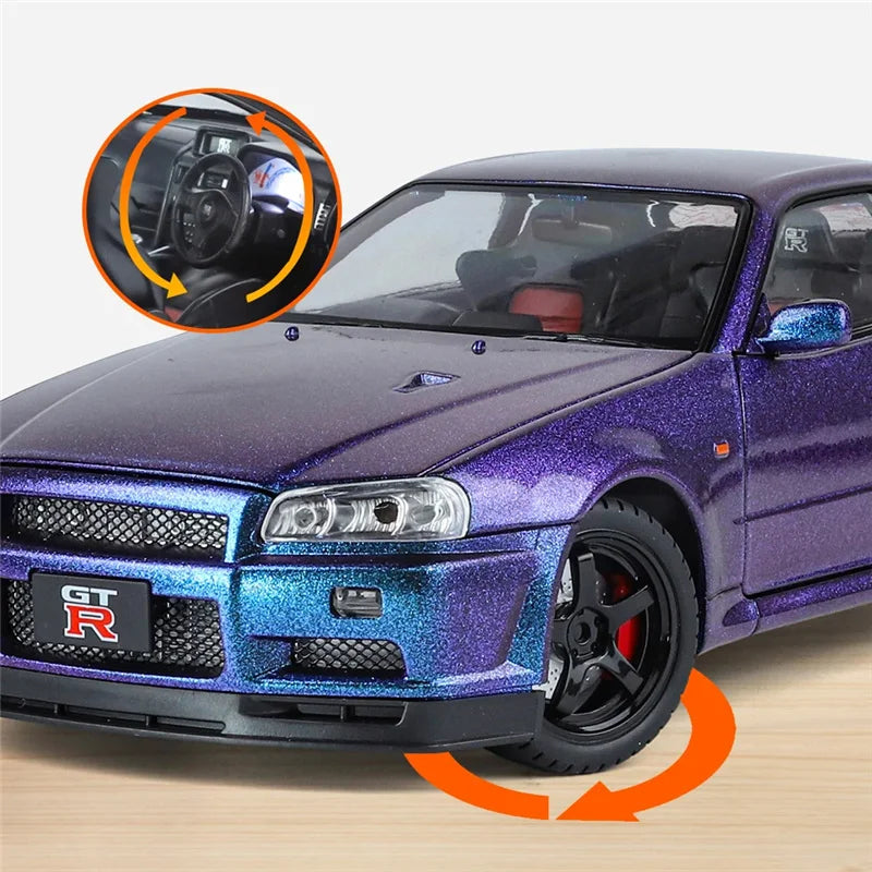 1:18 Scale Nissan Skyline Ares GT-R R34 Die-cast Model Car